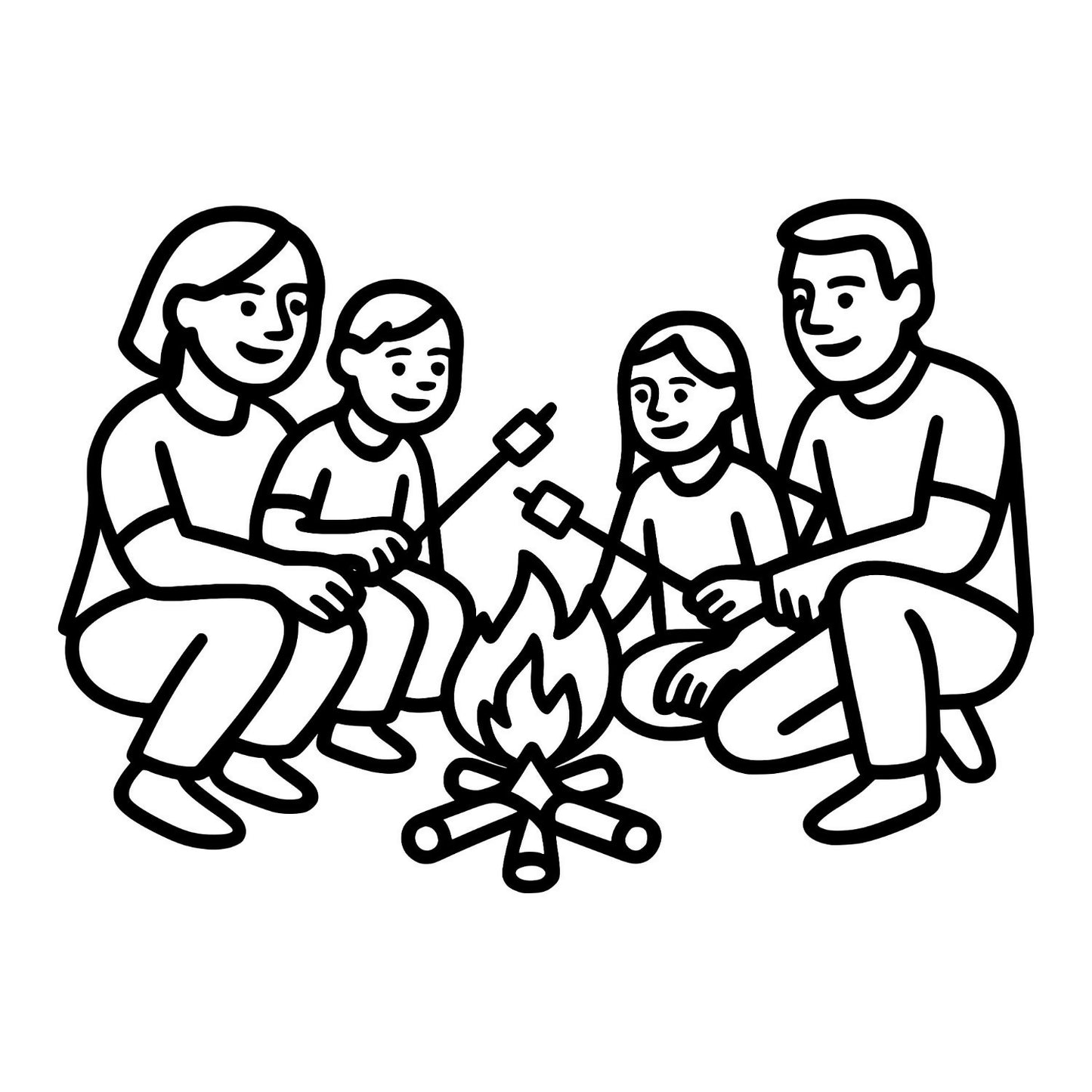 Family Roasting Marshmallows - Digital File - XCS Friendly Digital My Custom Designs PNG