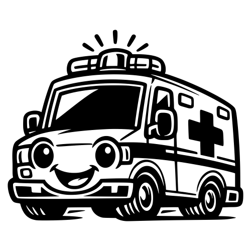 Smiling Cartoon Ambulance - Vector Graphics - Digital File Digital My Custom Designs PDF