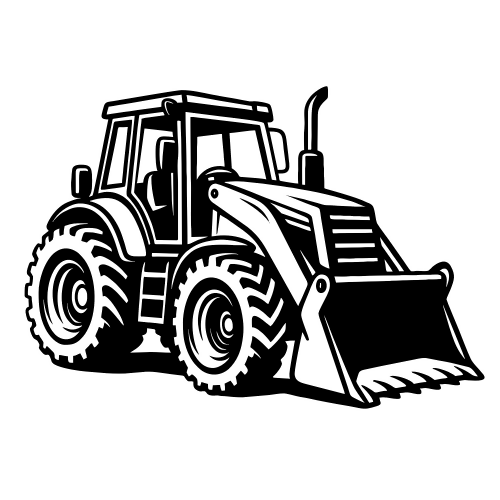 Backhoe Loader Outline - Vector Graphics - Digital File Digital My Custom Designs PDF