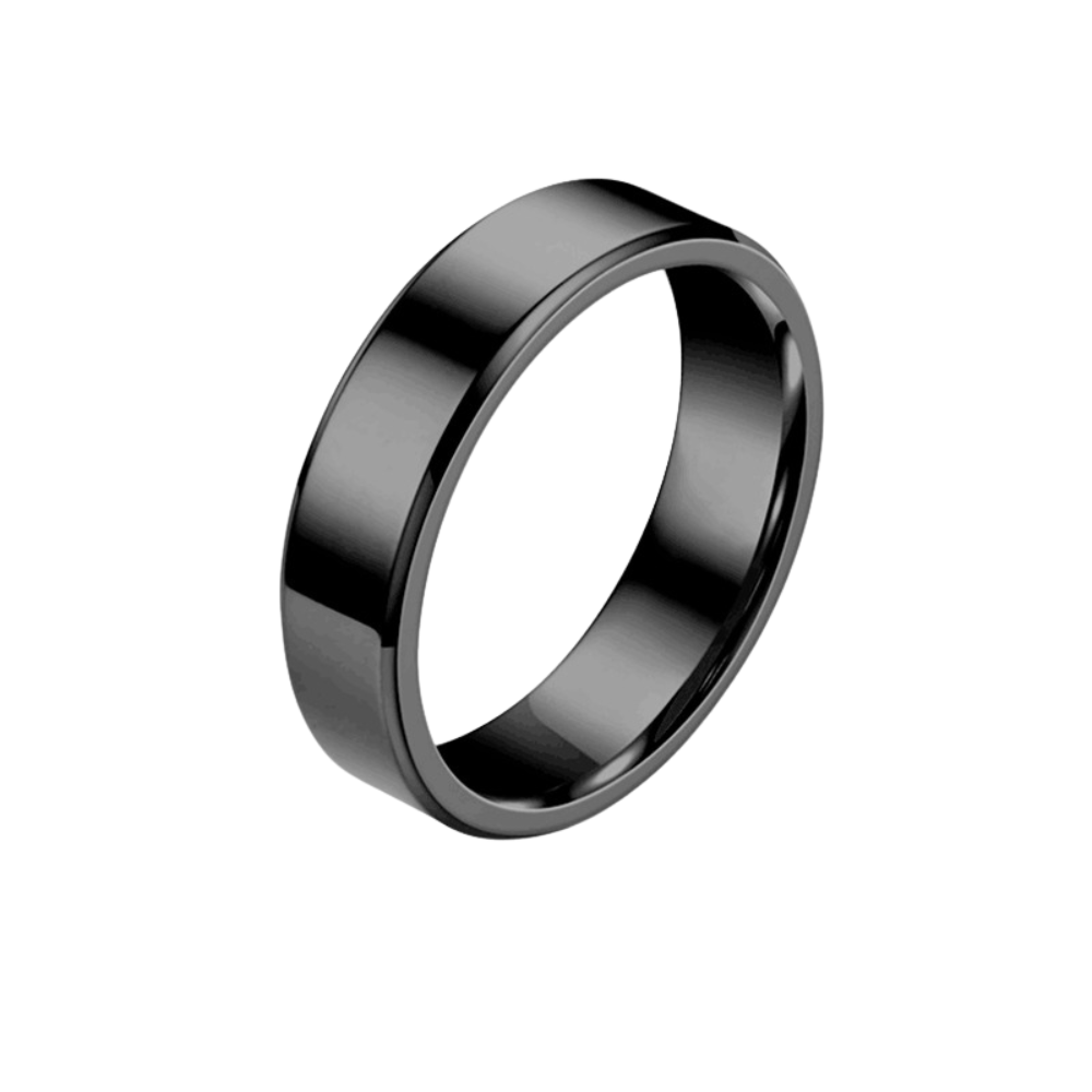 Engravable Steel Ring Band Black Silver - Seller Supplies My Custom Designs Black 6