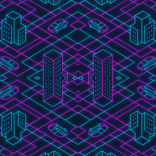 Sci-Fi Neon Grid Network Pattern- Digital File Digital My Custom Designs PDF PRINT - RGB