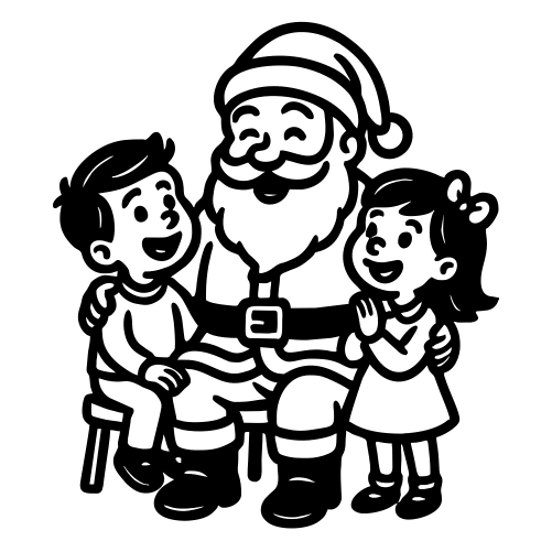 Santa and Kids Sketch - Digital File - XCS Friendly Digital My Custom Designs PDF