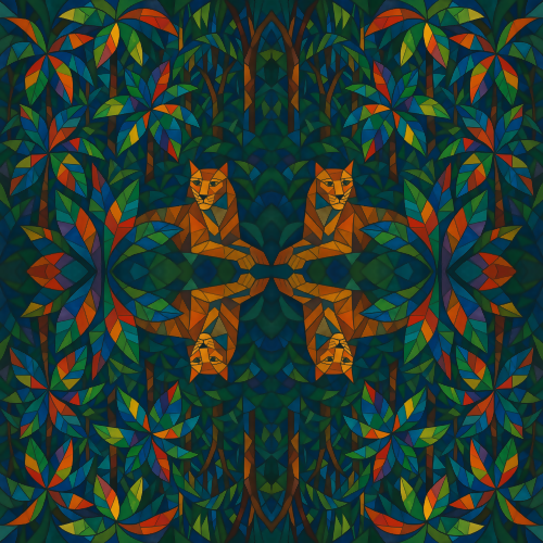 Nature and Landscape - Cubist Jungle With Prism Colored Leaves - Pattern - Digital File Digital My Custom Designs PDF
