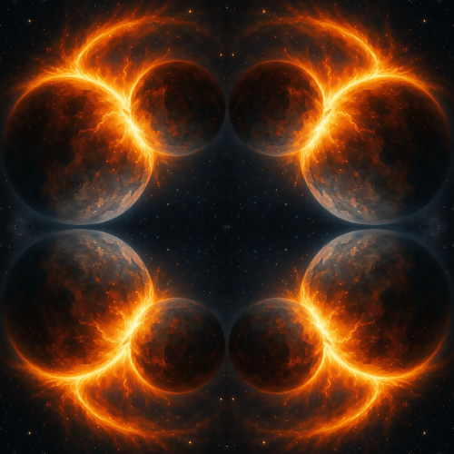 Space and Cosmic - Starlit Planetary Collisions With Glowing Shockwaves - Pattern - Digital file Digital My Custom Designs PDF