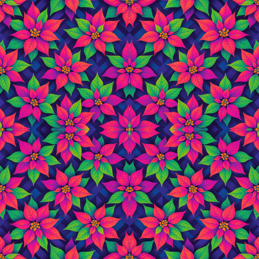 Floral and Botanical - Acid Pop Poinsettias - Pattern - Digital File Digital My Custom Designs PDF