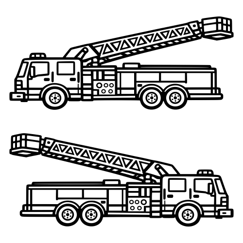Fire Truck with Extended Ladder - Vector Graphics - Digital File Digital My Custom Designs PDF