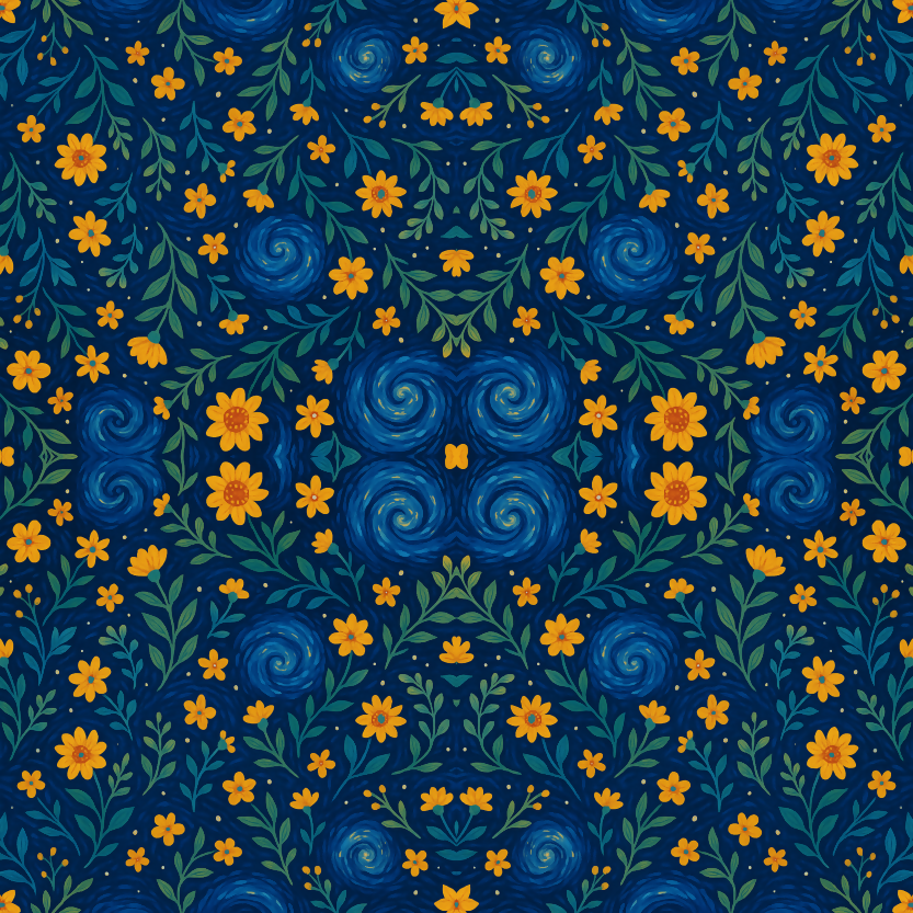 Floral and Botanical - Starry Night Floral Spiral - Pattern - Digital File Digital My Custom Designs PDF