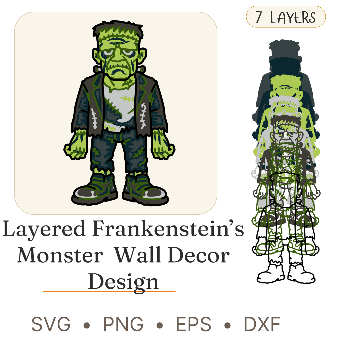 Frankenstein’s Monster - Layered Line Designs - Digital File - ZIP File - Digital
