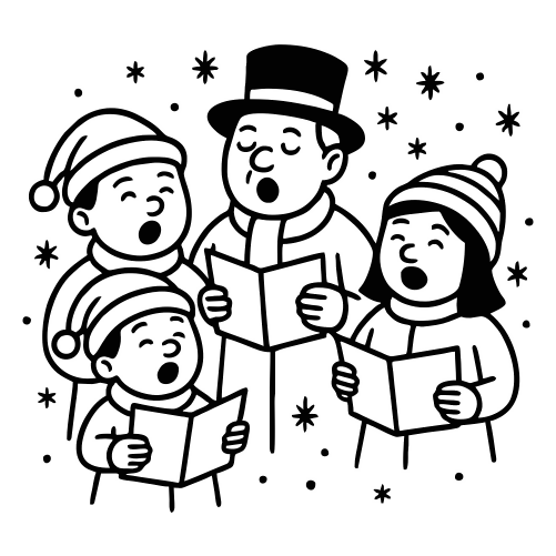 Christmas Carolers Sketch - Digital File - XCS Friendly Digital My Custom Designs PDF