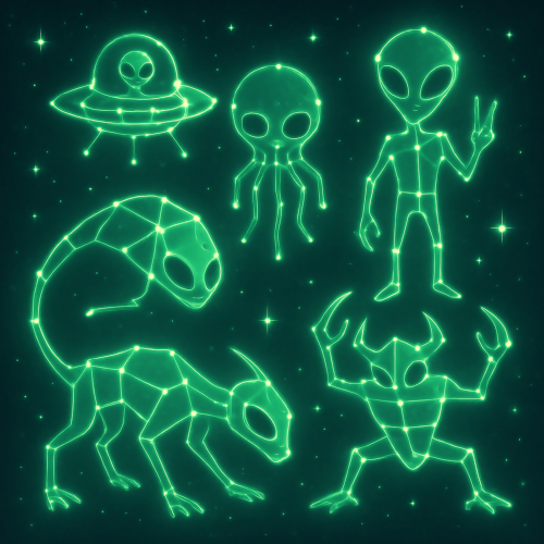 Space and Cosmic - Stylized Alien Constellations In Glowing Jade - Pattern - Digital file Digital My Custom Designs PDF