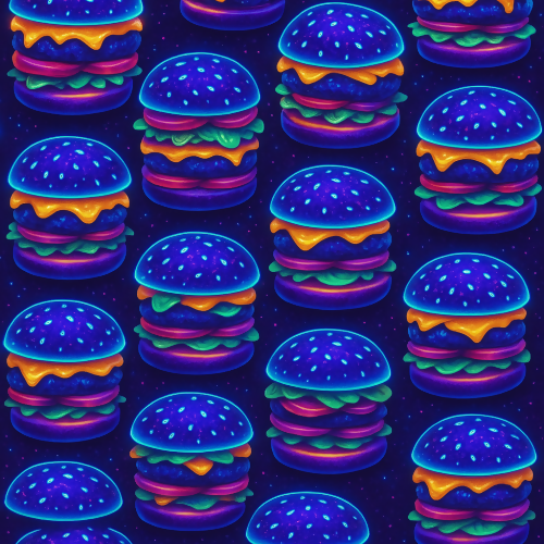 Food and Drinks - Cosmic Burger Stacks With Glowing Sesame Seeds - Pattern - Digital File Digital My Custom Designs PDF
