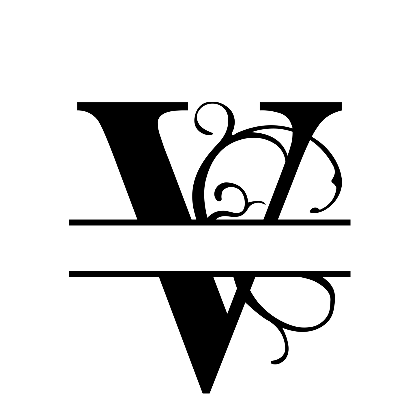 V - Monogram Vines Ornamental - Digital File Digital My Custom Designs ZIP File