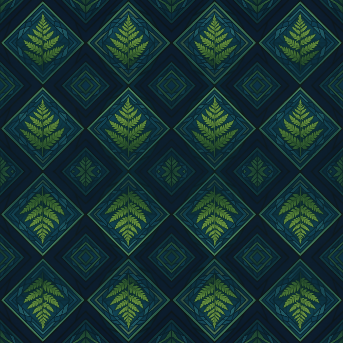 Floral Geometric Fusion - Geometric Ferns Inside Diamond Kaleidoscopes Pattern - Digital File Digital My Custom Designs PDF