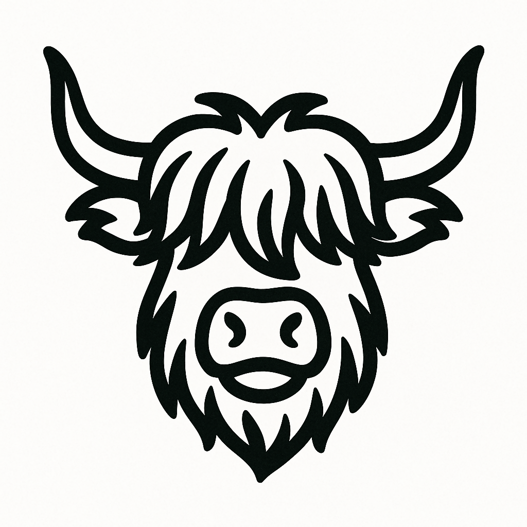 Highland Cow Vector - Digital File - XCS Friendly Tumbler My Custom Designs