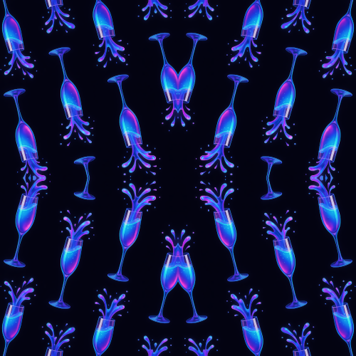 Holiday and Seasonal - Futuristic Champagne Flutes With Holographic Splashes - Pattern - Digital File Digital My Custom Designs PDF