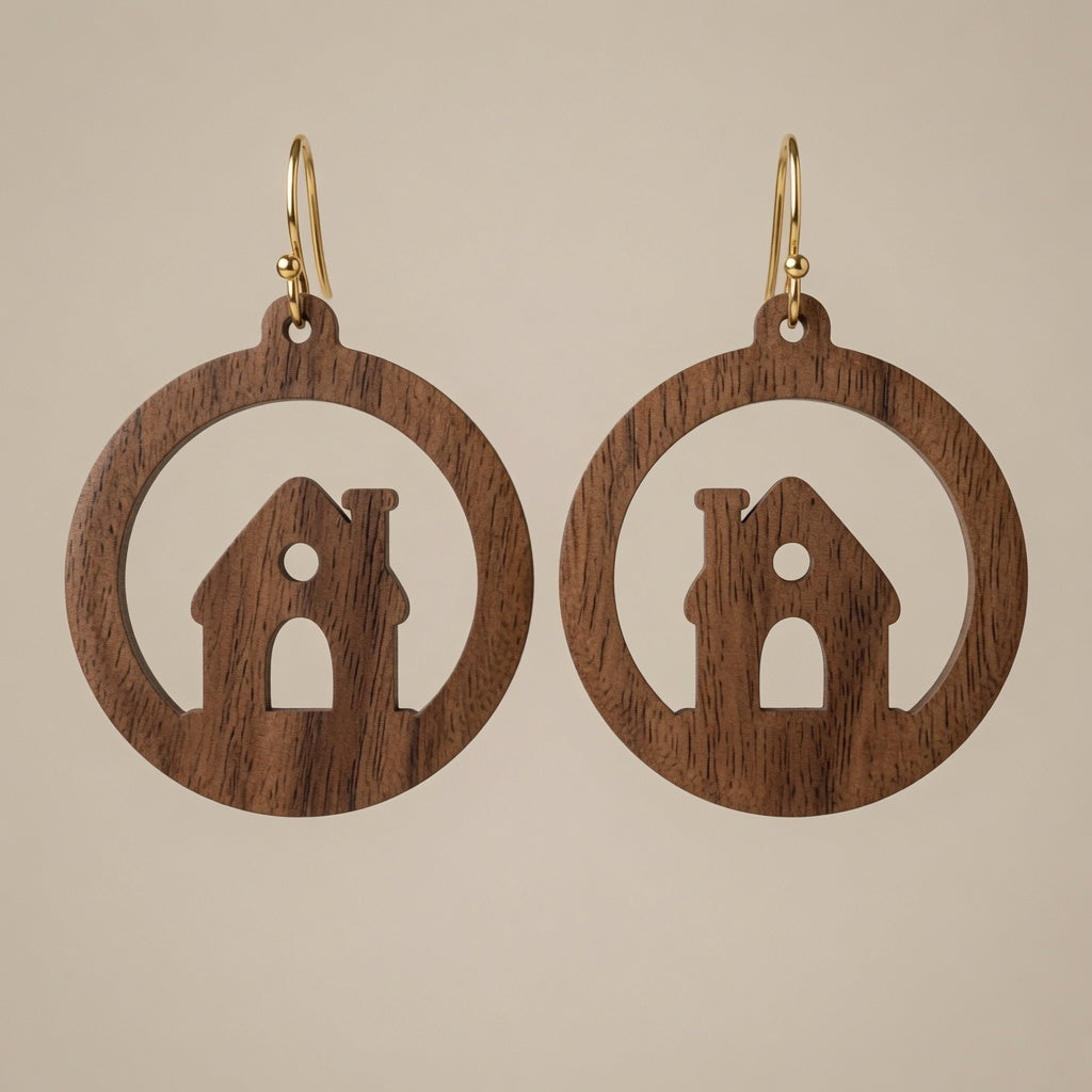 House Cutout Earrings Design - Digital File - SVG - Digital
