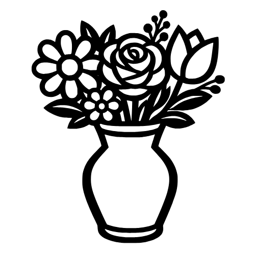Flowers in Vase Sketch - Digital File - XCS Friendly