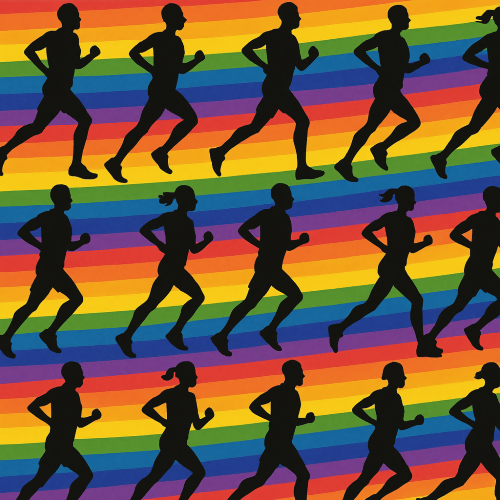 Sports and Active Lifestyle - Marathon Runners In Silhouette Rainbow Streaks - Pattern - Digital File Digital My Custom Designs PDF
