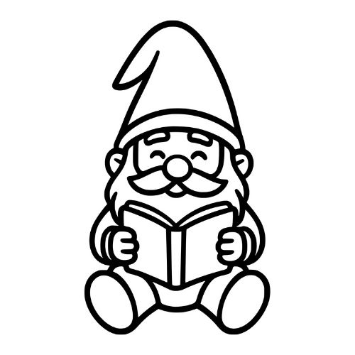 Cartoon Book Gnome - Digital File - XCS Friendly Tumbler My Custom Designs PNG