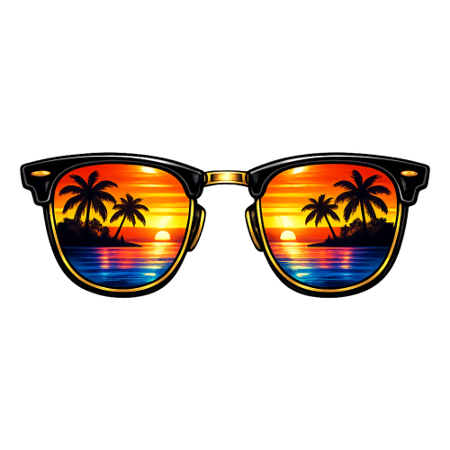 Motivation & Lifestyle - Retro Sunglasses with Sunset Reflection - T Shirt Design - Digital File Digital My Custom Designs 300 DPI PNG