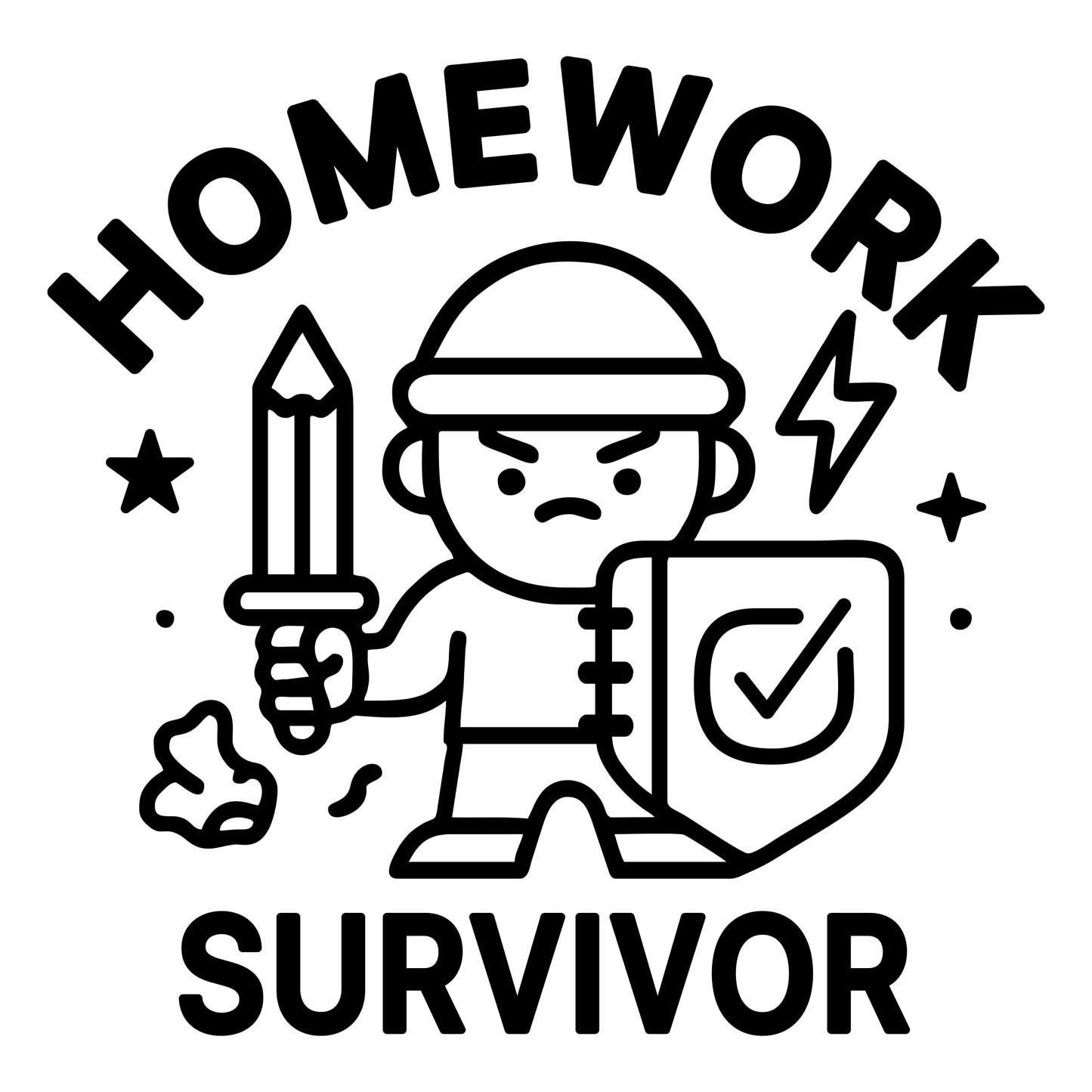 Funny Homework Survivor - Digital File - XCS Friendly Tumbler My Custom Designs PNG