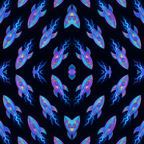 Space and Cosmic - Holographic Rocket Ships With Electric Contrails - Pattern - Digital file Digital My Custom Designs PDF