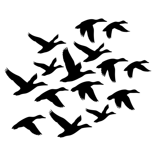 Duck Flying in Flock Silhouette - Digital File - XCS Friendly