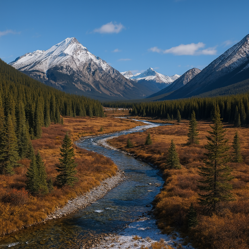Mountain River Through Pines - Alberta Canada - Rendered - Digital File Digital My Custom Designs PDF