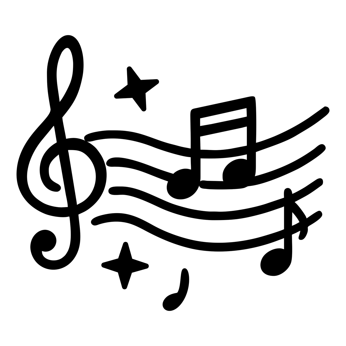 Music Notes Sketch - Digital File - XCS Friendly Tumbler My Custom Designs PNG