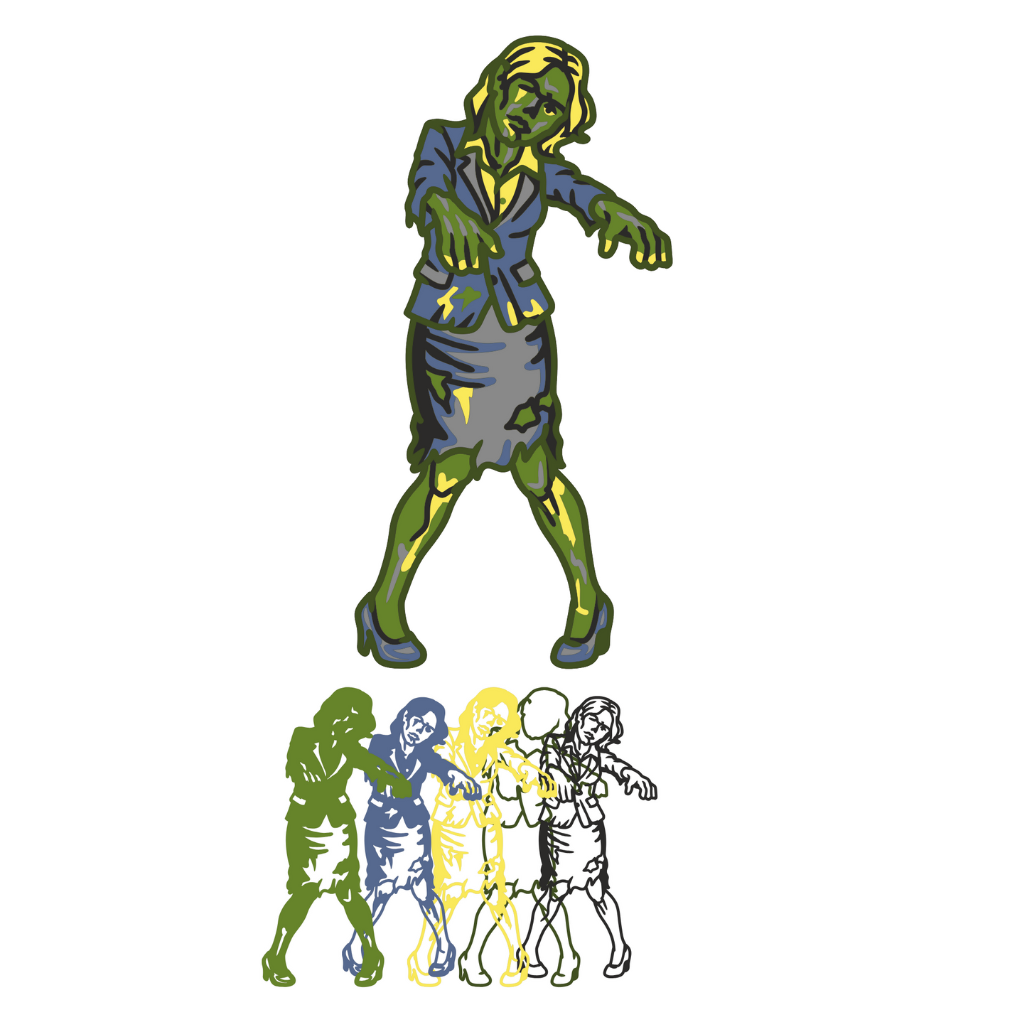 Zombie - Layered Line Design - Digital File Digital My Custom Designs ZIP File