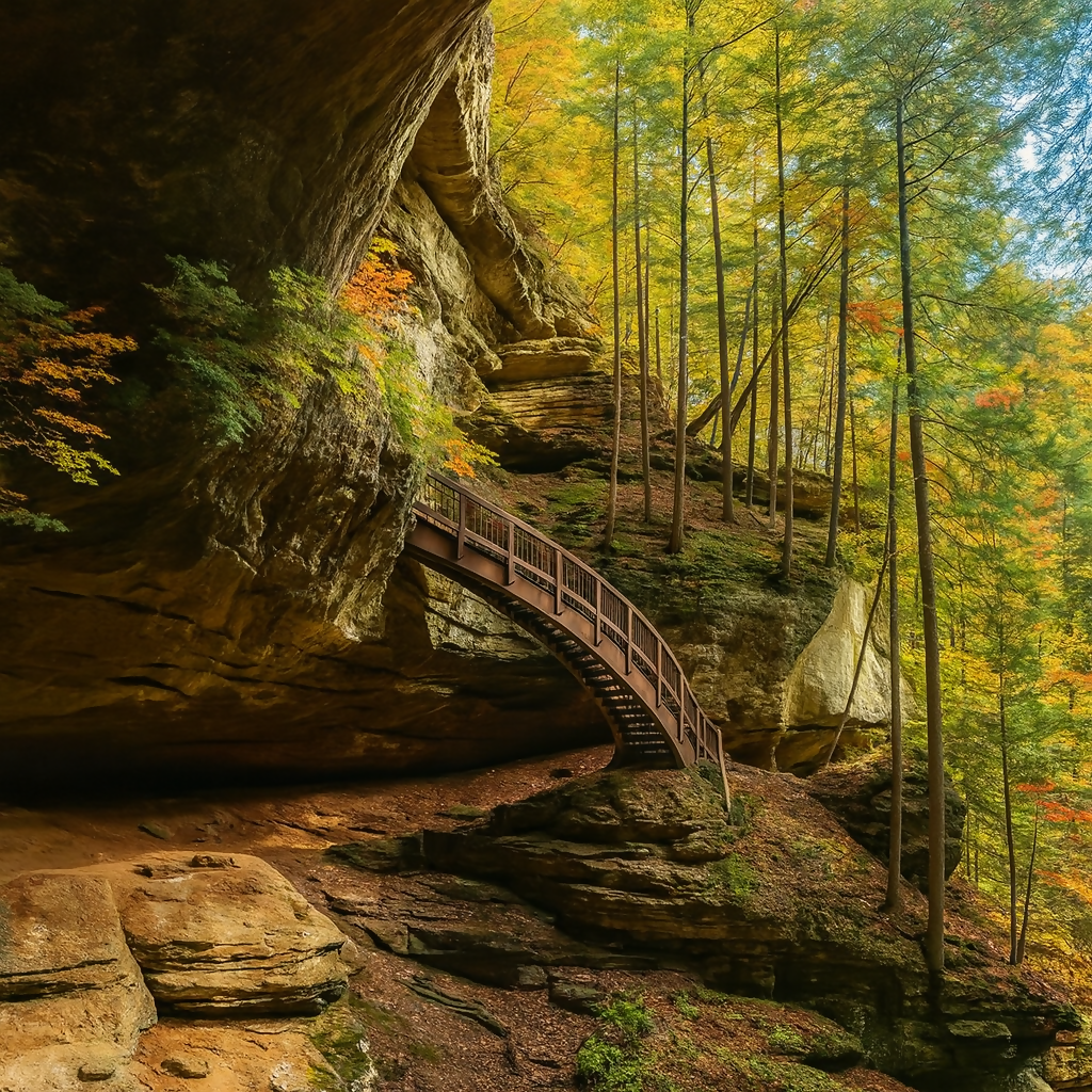 Old Man's Cave - Hocking Hills State Park - Ohio United States - Rendered - Digital File