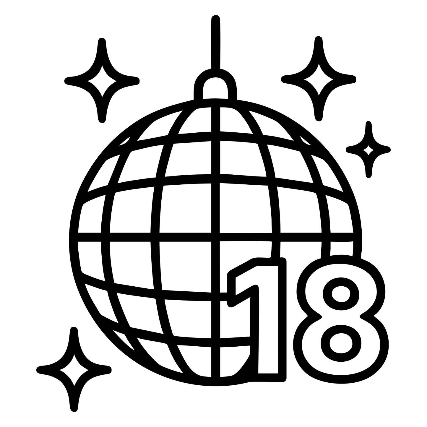 Birthday Disco Ball 18 - Digital File - XCS Friendly Tumbler My Custom Designs PNG