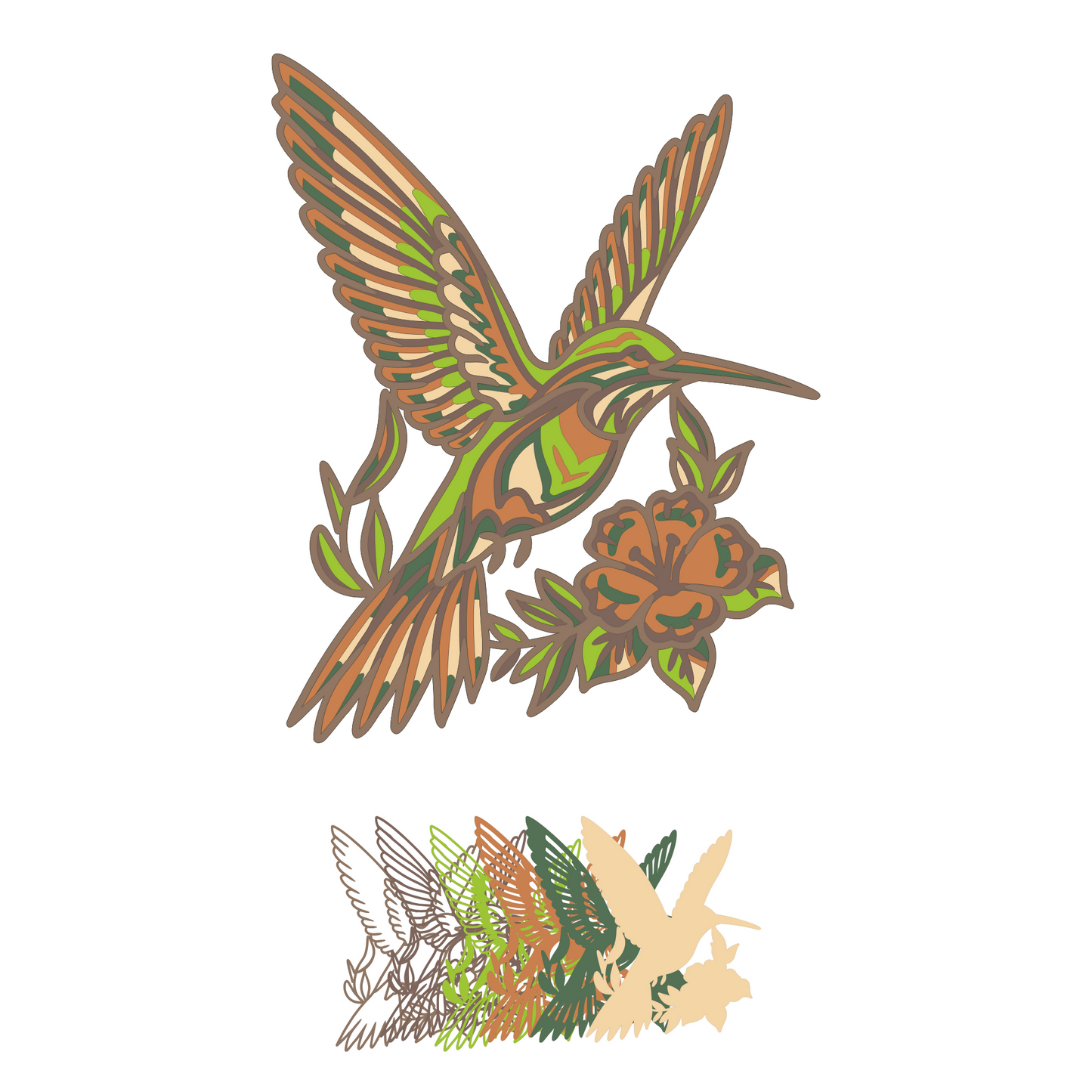 Layered Line Design - Framed Wall Art - Hummingbird - Digital File Digital My Custom Designs