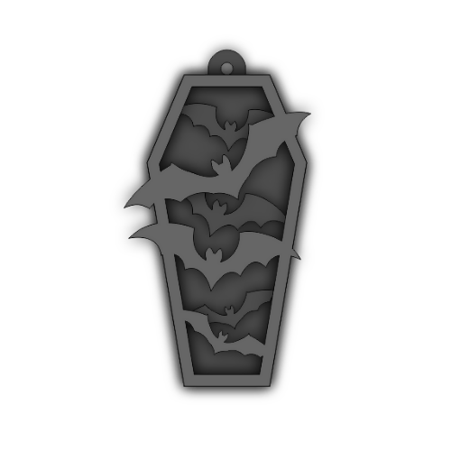 Bat Coffin Earring Keychain Layered Design - Digital File Digital My Custom Designs SVG