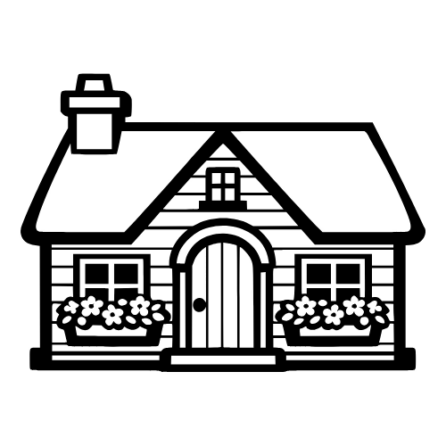 Cottage with Window Flower Boxes - Vector Graphics - Digital File Digital My Custom Designs PDF