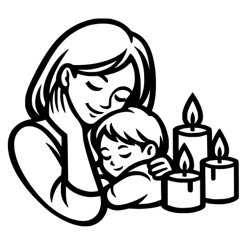 Mom with Candles Sketch - Digital File - XCS Friendly Digital My Custom Designs PDF