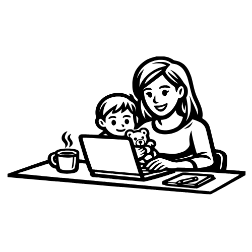 Mom with Laptop at Desk - Digital File - XCS Friendly Digital My Custom Designs PDF