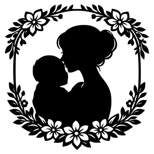 Mother and Child in Floral Frame - Digital File - XCS Friendly Digital My Custom Designs PDF