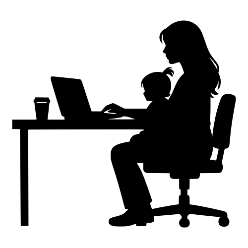 Mother Working with Child on Lap - Digital File - XCS Friendly Digital My Custom Designs PDF