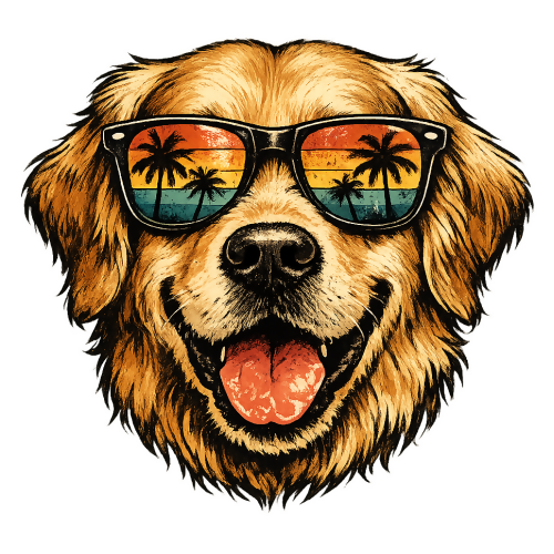 Motivational & Lifestyle - Golden Retriever with Sunglasses - T Shirt Design - Digital File Digital My Custom Designs 300 DPI PNG