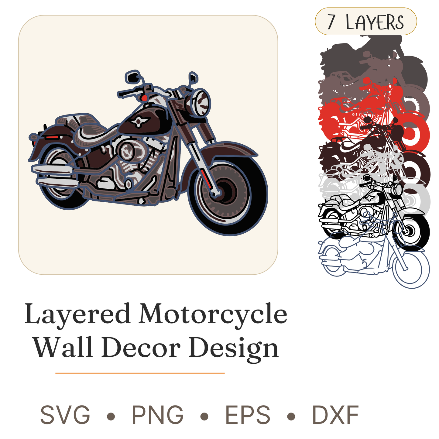 Motorcycle - Layered Line Designs - Vehicle - Nature - Digital File - ZIP File - Digital