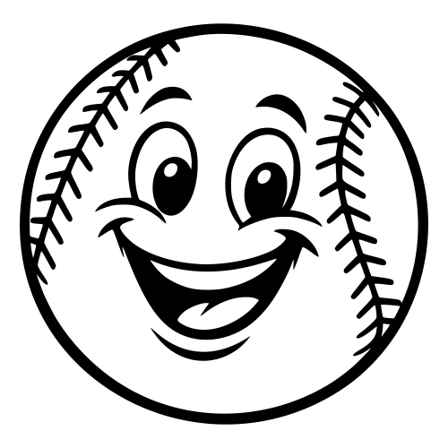Cartoon Baseball Smiling - Digital File - XCS Friendly Digital My Custom Designs PDF