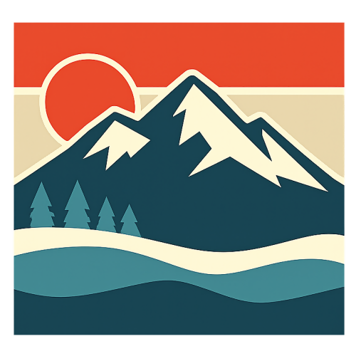 Nature & Outdoors - Mountain Sunset in Retro Style - T Shirt Design - Digital File Digital My Custom Designs 300 DPI PNG