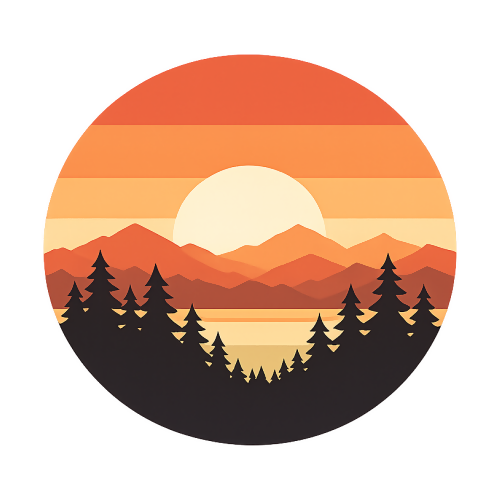 Nature & Outdoors- Sunset Over Mountain Silhouette - T Shirt Designs - Digital File Digital My Custom Designs 300 DPI PNG