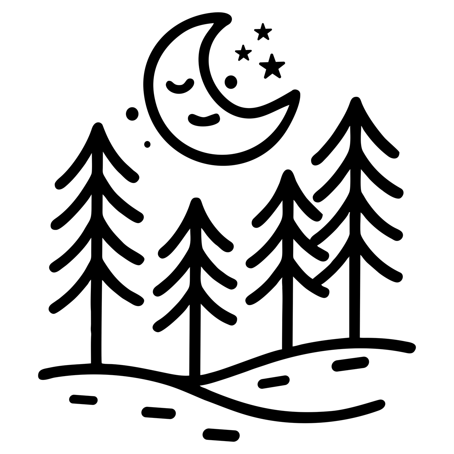 Night Forest Outline - Digital File - XCS Friendly Digital My Custom Designs PNG