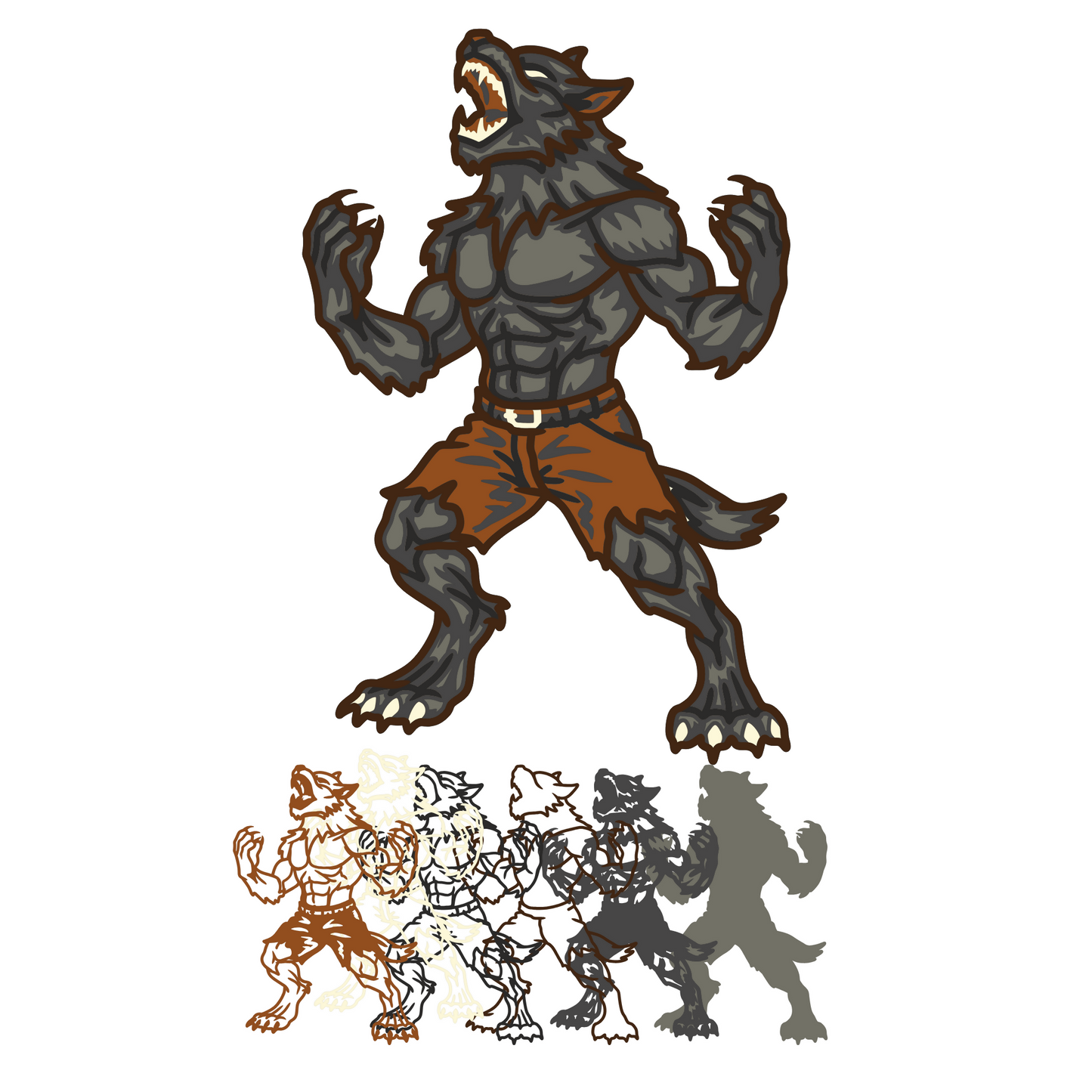 Werewolf - Layered Line Design - Digital File Digital My Custom Designs ZIP File