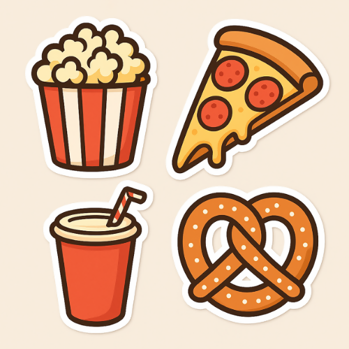 Sticker Icon Pack - Theatre Snacks - Digital File Tumbler My Custom Designs SVG