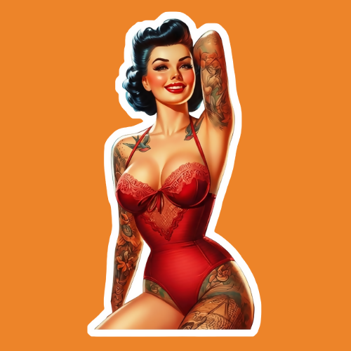 Pin Up Girl 5 - Stickers - Digital File Digital My Custom Designs PNG