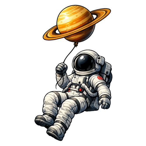 Pop Culture & Fandom - Astronaut with Saturn Balloon - T Shirt Design - Digital File Digital My Custom Designs 300 DPI PNG