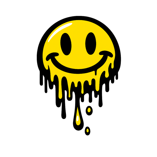 Pop Culture & Fandom - Melting Smiley Face Graffiti - T Shirt Designs - Digital File Digital My Custom Designs 300 DPI PNG